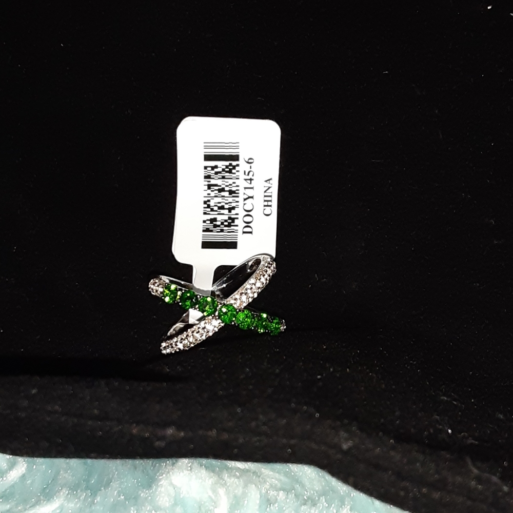 NWT Chrome Diopside & Zircon Ring Silver Sz 8